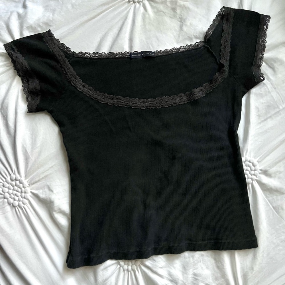 brandy melville black eden lace top